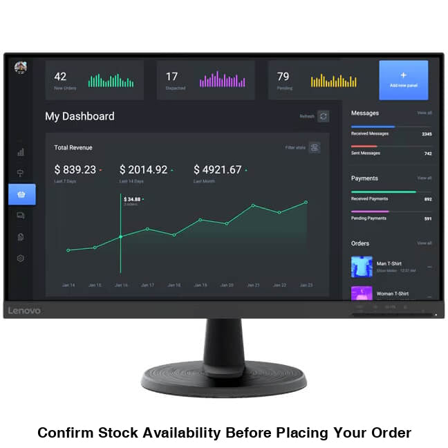 LENOVO C24-40 23,8INCH FHD MONITOR (VA PANEL, 60HZ, 4MS, HDMI, VGA, 3-SIDE BORDERLESS) - TILT STAND, 3 YEARS WARRANTY - Guards On Duty Shop