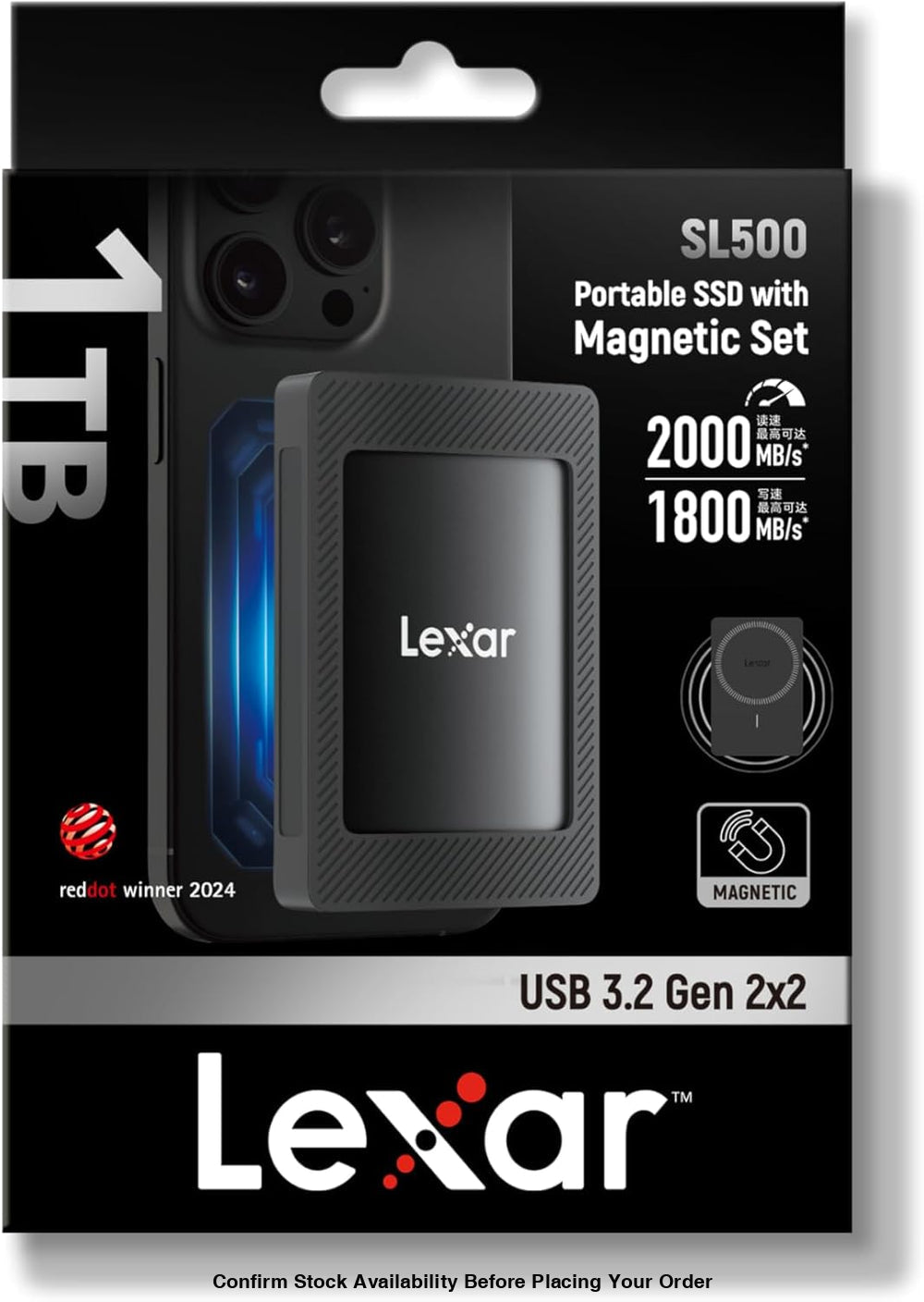 Lexar 1TB SL500 USB3.2 Gen 2x2 Portable SSD with Magnetic Set