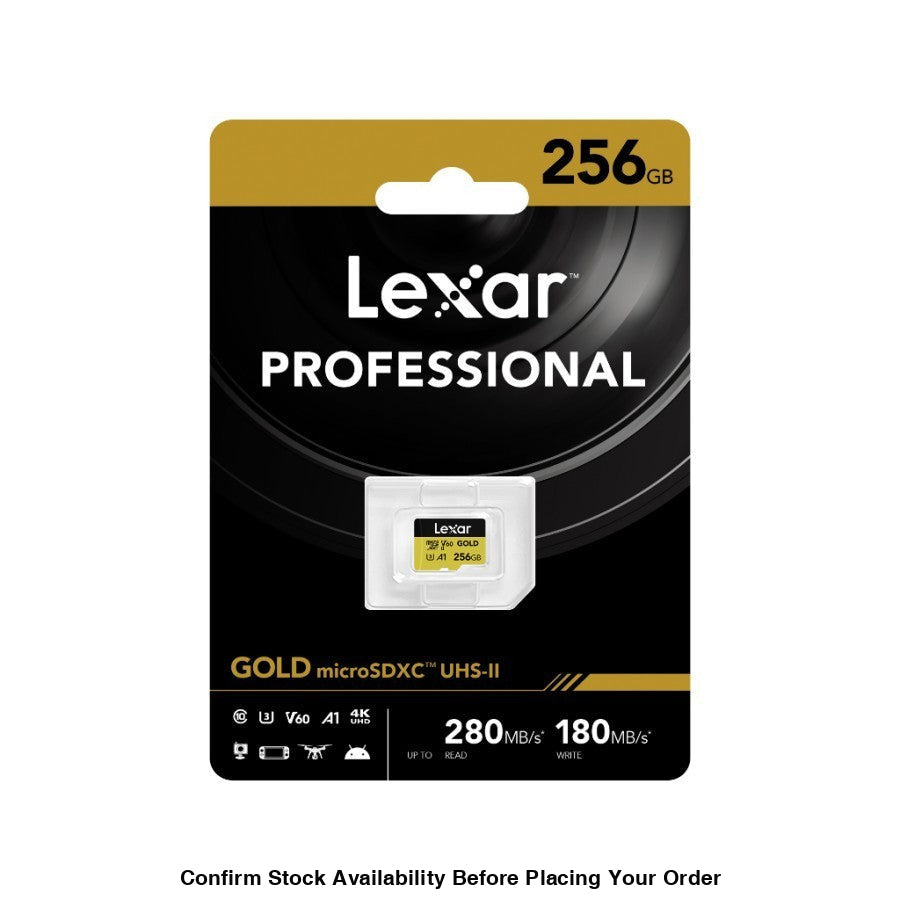 Lexar 256GB UHS-II MicroSDXC 280MB/s V60 A1 Memory Card (GOLD Series)