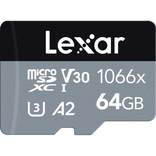 Lexar 64GB Professional 1066x UHS-I microSDXC Memory Card with SD Adaptor