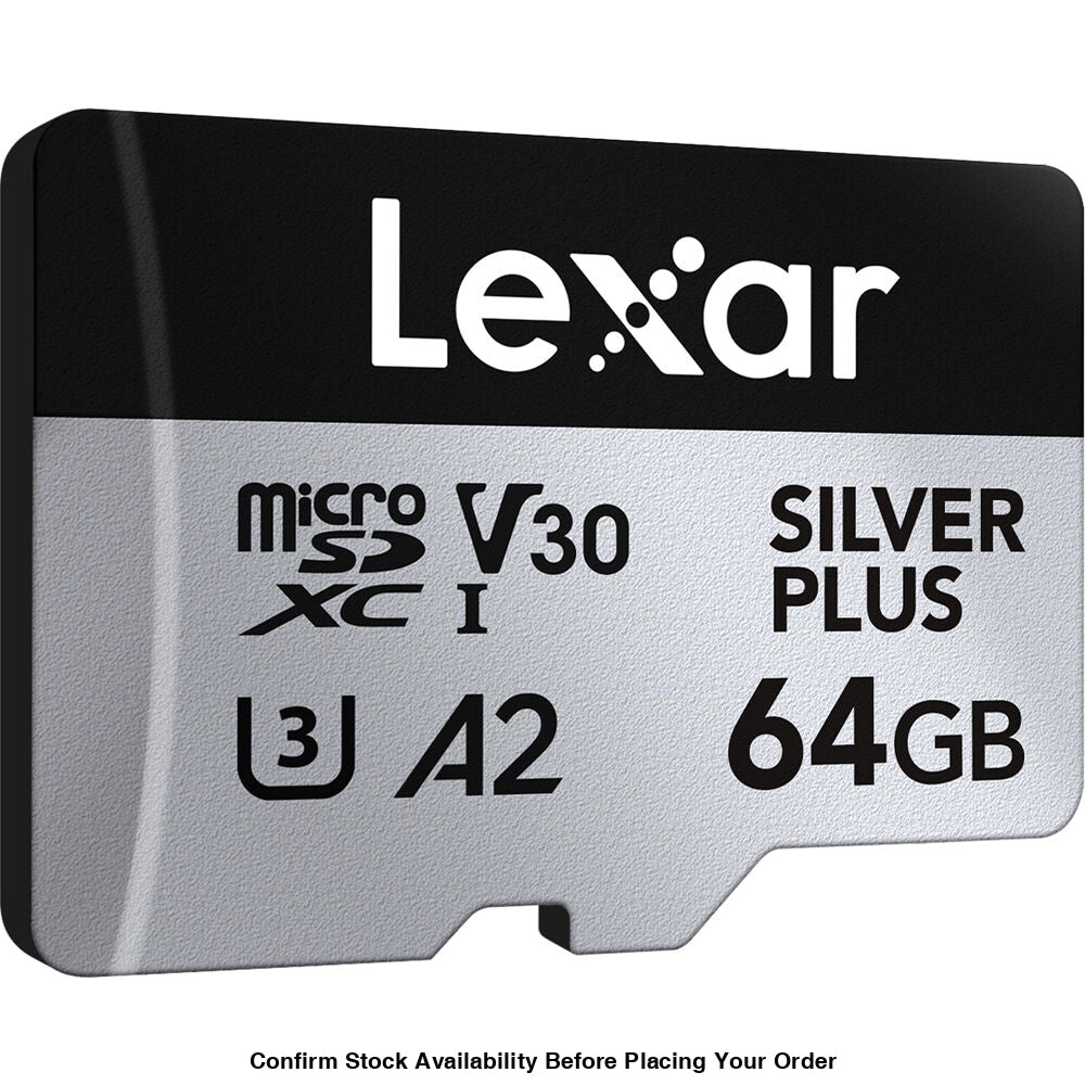 Lexar 64GB Professional SILVER PLUS UHS-I microSDXC Memory Card + SD Adapter