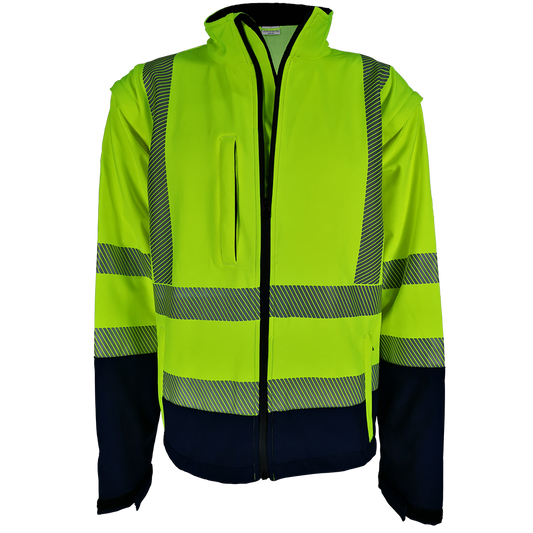 Pinnacle 2-Tone Softshell Jacket Zip-Off Sleeve Lime/Navy