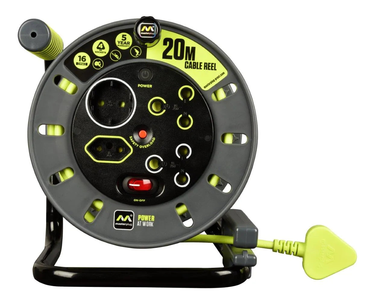 Masterplug Pro-XT 4 Socket with Switch 20 Metre Open Cable Reel - Guards On Duty Shop & Security Guards