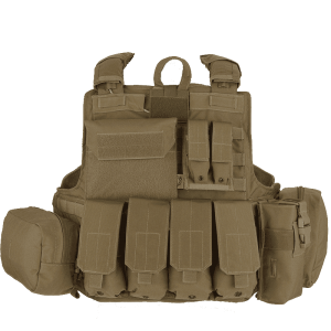 MOLLE Tactical Vest - Protection Front Back & Sides Size S-XL Black/Tan