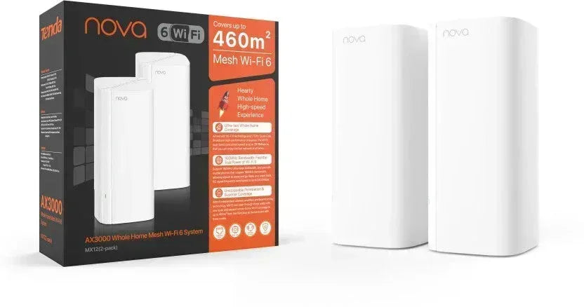 TENDA NOVA MX12 IS AN AX3000 WHOLE HOME MESH 2-Pack Guards On Duty Security