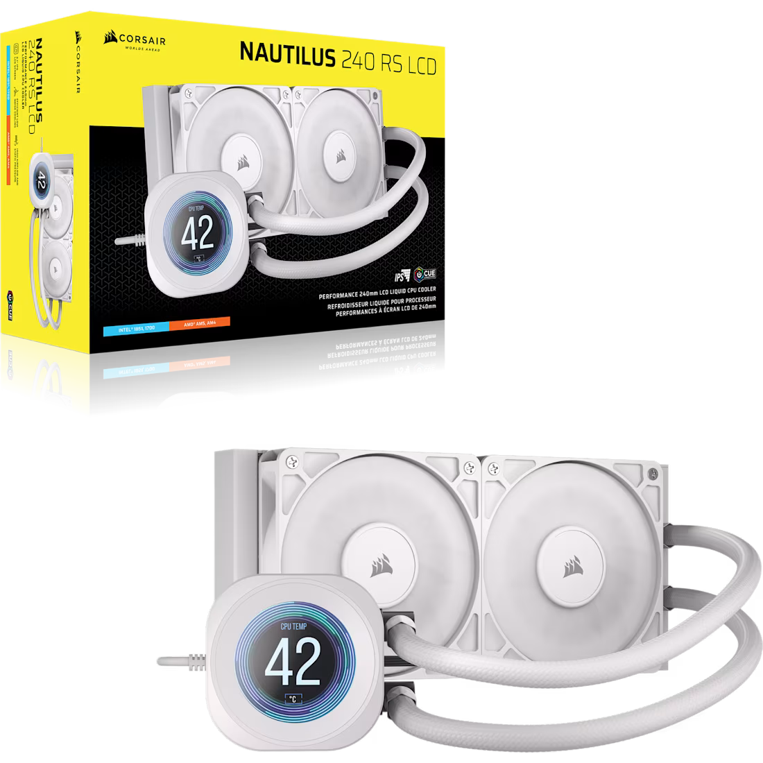 NAUTILUS 240 RS LCD Liquid CPU Cooler – 2.1'''' IPS LCD Screen – RS120 Fans – 240 mm Radiator – LGA 1851/1700;
AMD® AM5/AM4 -