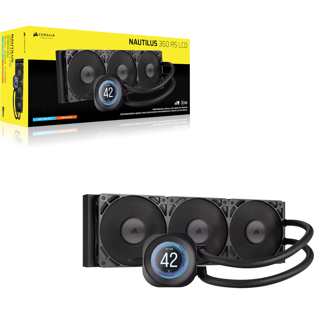 NAUTILUS 360 RS LCD Liquid CPU Cooler – 2.1 IPS LCD Screen RS120 Fans 360 mm Radiator LGA 1851/1700 AMD® AM5/AM4
