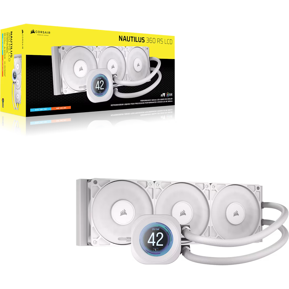 NAUTILUS 360 RS LCD Liquid CPU Cooler – 2.1'' IPS LCD Screen – RS120 Fans – 360mm Radiator – LGA1851/1700 AMD AM5/AM4