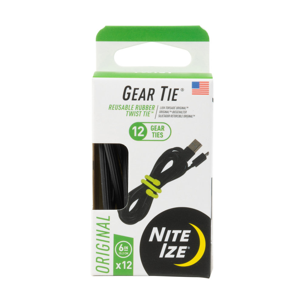 Nite Ize Gear Tie Propack 6in - 12 Pack - Black