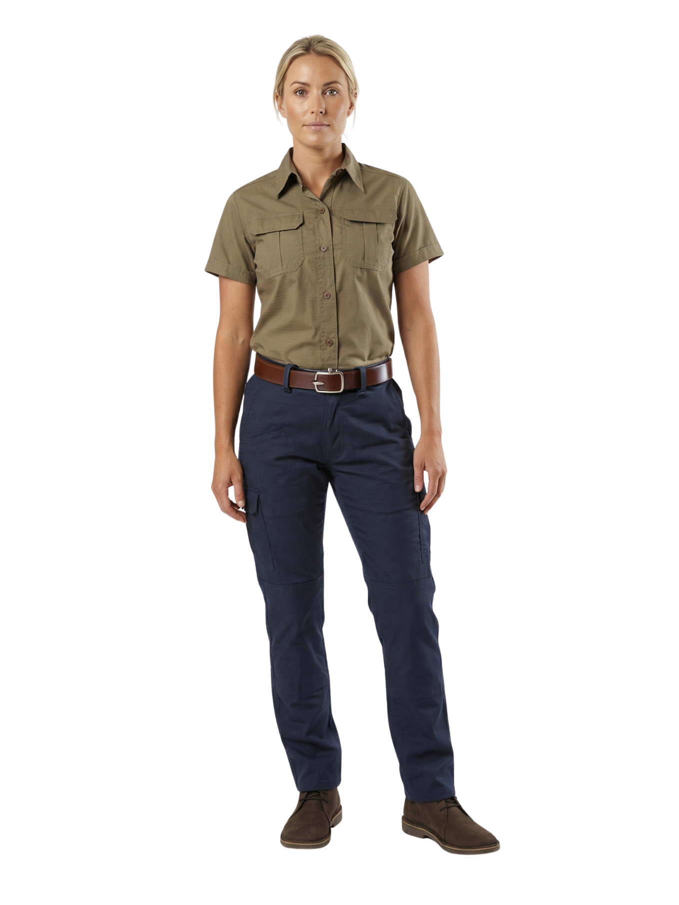 Ladies Cut Rip Strength Stretch Bush Shirt - Short Sleeve