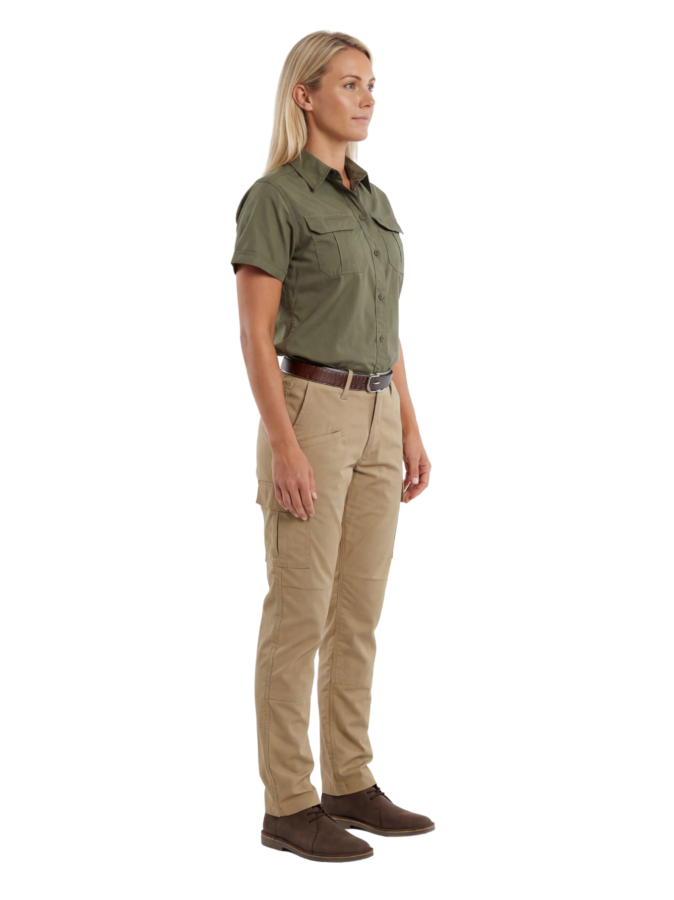 Ladies Cut Rip Strength Stretch Bush Shirt - Short Sleeve