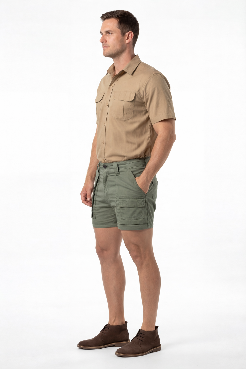 Button Up Stretch Cotton Bush Shirts S/S