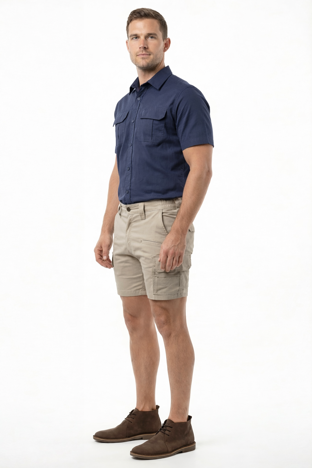 Button Up Stretch Cotton Bush Shirts S/S