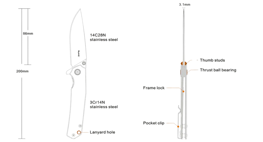 Ruike Folding Pocket Knives P801-SF Guards On Duty Security
