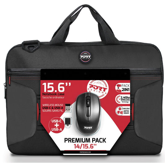 Port Premium Pack 14/15.6" Toploader Bag with Wireless Mouse Bundle - Guards On Duty Shop & Security Guards