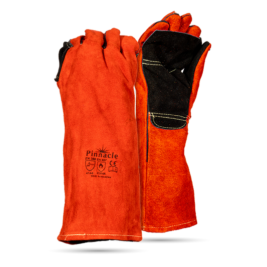 Pinnacle SUPERWELD Red Welding Glove with Black Apron Palm, Elbow Length 8" (13-100080)