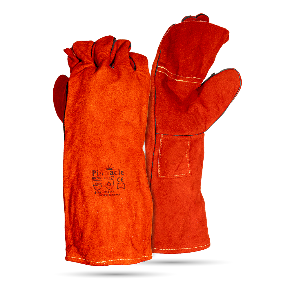 Pinnacle Red Heat Resistant Apron Palm Welding Glove, Kevlar Stitch, Elbow Length 8" (13-100102)