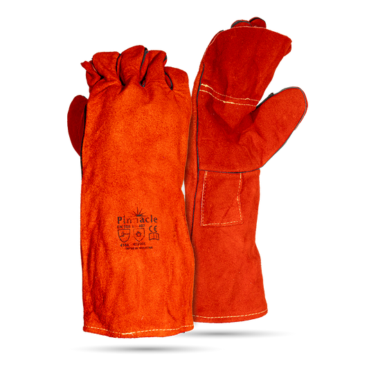 Pinnacle Red Heat Resistant Apron Palm Welding Glove, Kevlar Stitch, Elbow Length 8" (13-100102)