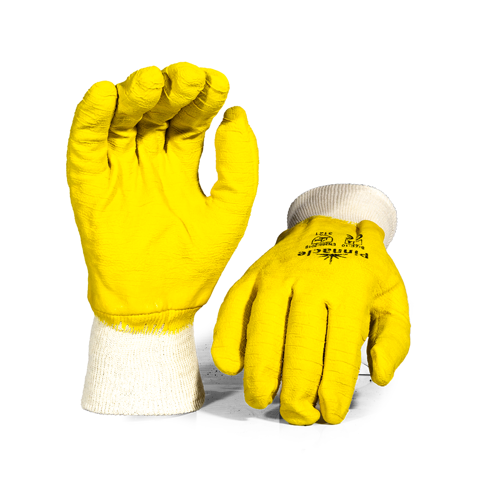 Pinnacle COMAREX COMAREX, Yellow Latex Full Dip Crinkle Glove, Knit Cuff (13-100117)