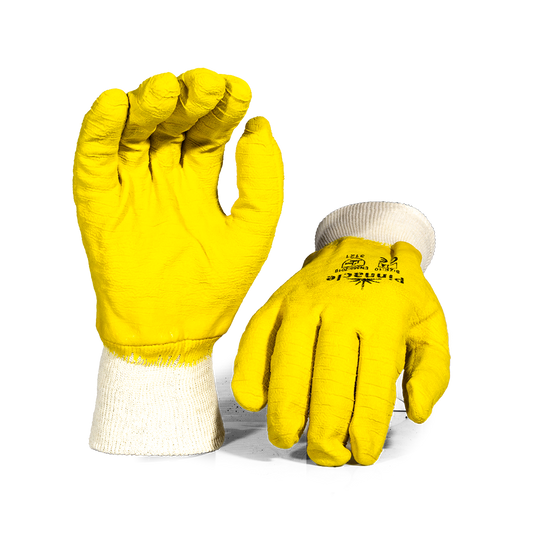 Pinnacle COMAREX COMAREX, Yellow Latex Full Dip Crinkle Glove, Knit Cuff (13-100117)