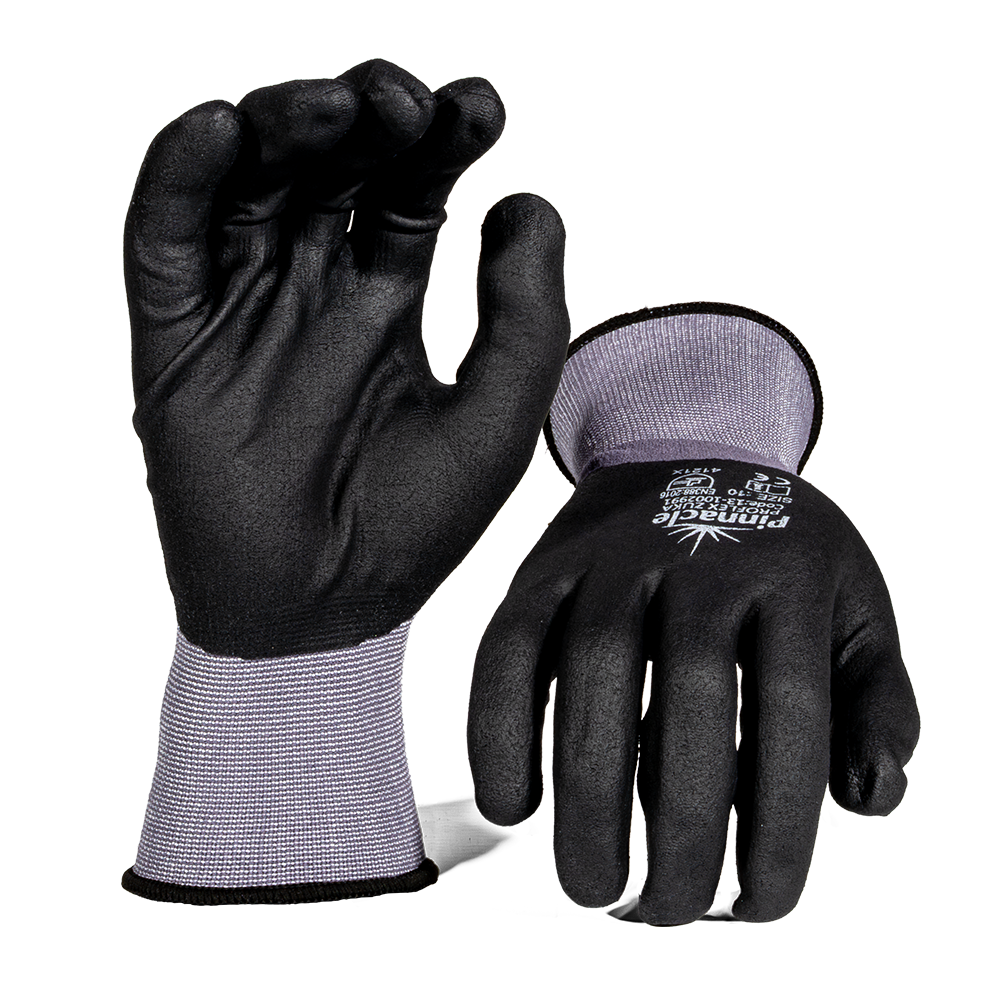 Pinnacle ProFLEX ZUKA 15g Grey Nylon/spandex Shell, Micro Foam Nitrile, Sandy Full Coat Glove (13-1002991)