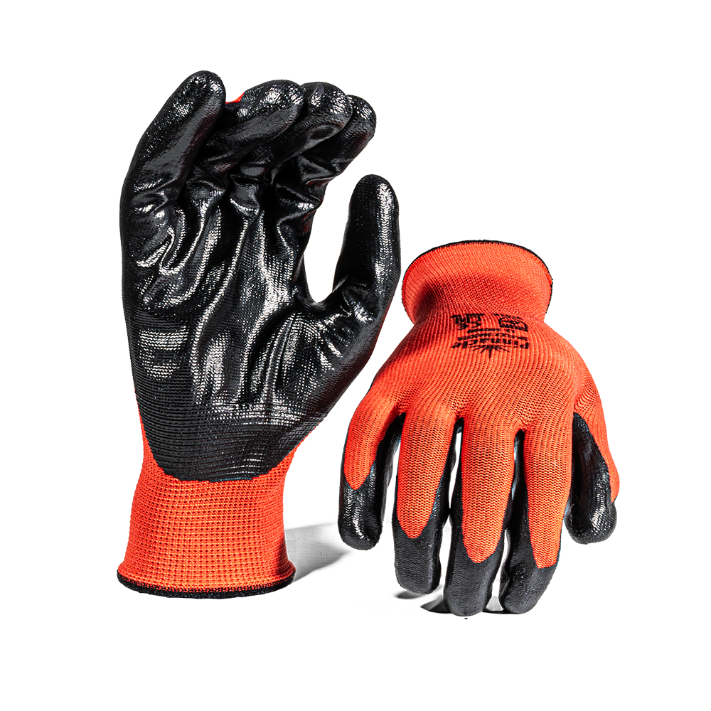 Pinnacle SP-FLEX SMOOTH 13g Red Nylon Shell, Black Nitrile, Smooth Palm Coat Glove (13-100300)