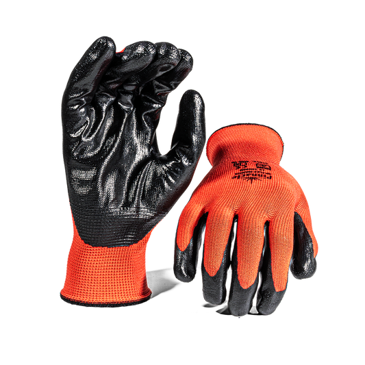 Pinnacle SP-FLEX SMOOTH 13g Red Nylon Shell, Black Nitrile, Smooth Palm Coat Glove (13-100300)