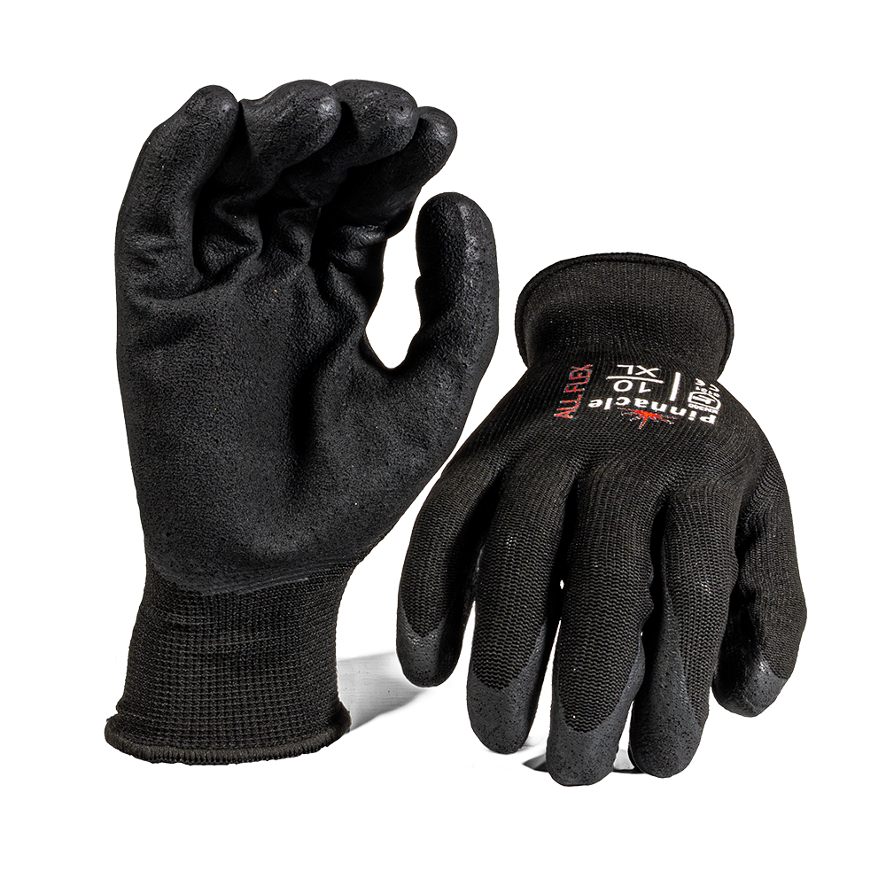 Pinnacle ALLFLEX 13g Black Nylon Shell, Latex Foam Coated, Sandy Palm Glove (13-100302)