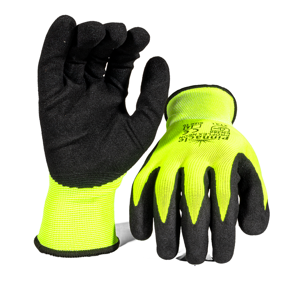 Pinnacle ProFLEX NEON 13g Lime Nylon Shell, Black Nitrile, Sandy Palm Coat Glove (13-1003031)