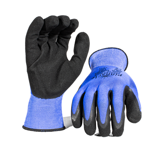 Pinnacle ProFLEX BLUE 13g Blue Nylon Shell, Black Nitrile, Sandy Palm Double Coat Glove (13-100304)