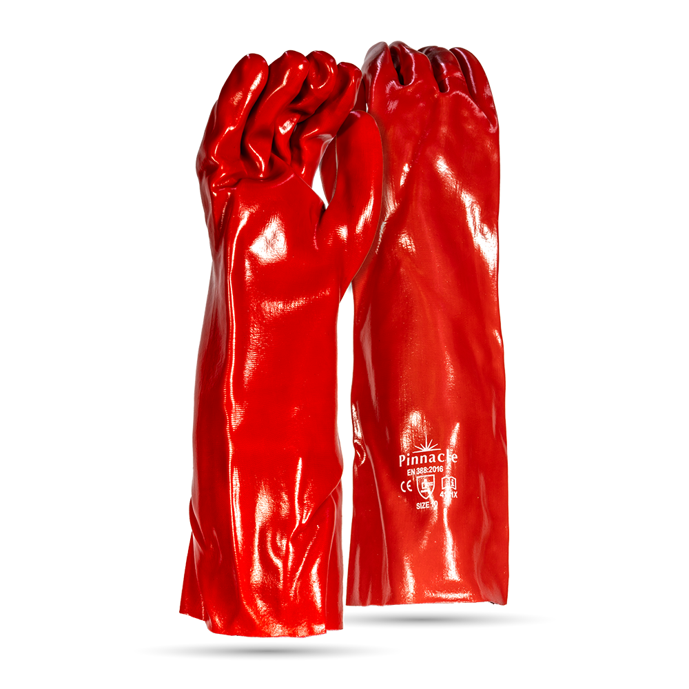 Pinnacle PVC Red Glove Open Cuff 40cm (13-100323)