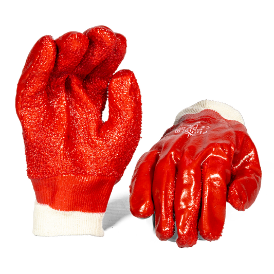 Pinnacle PVC Red Rough Palm Heavy Duty Glove Knit Wrist (13-1003231)