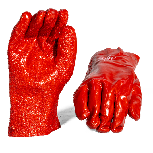 Pinnacle PVC Red Rough Palm Heavy Duty Glove, Open Cuff 27cm (13-1003232)