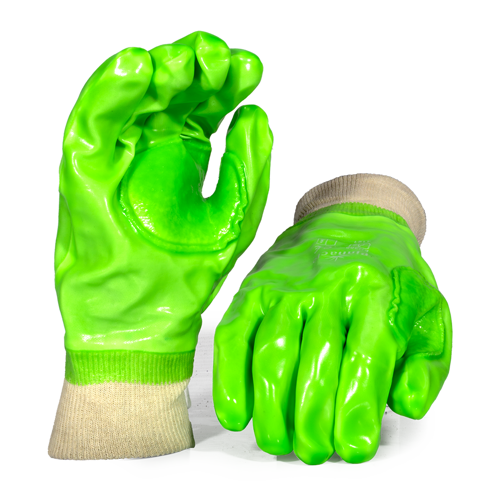 Pinnacle Lime Green PVC Glove Knit Wrist, Reinforced (13-10032381)