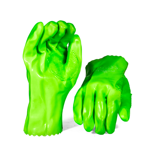 Pinnacle Lime Green PVC Glove Open Cuff 27cm, Reinforced (13-1003239)