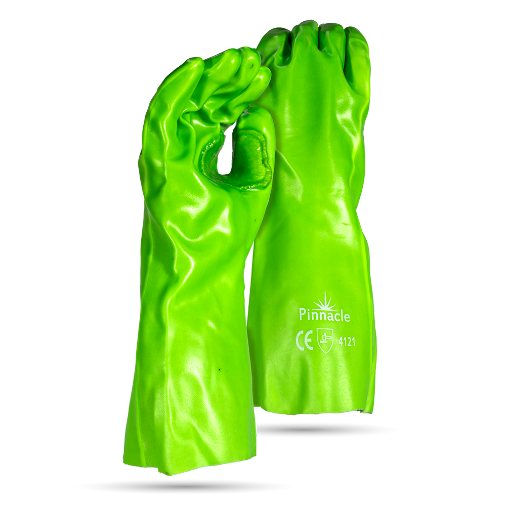 Pinnacle Lime Green PVC Glove Open Cuff 35cm, Reinforced (13-10032391)