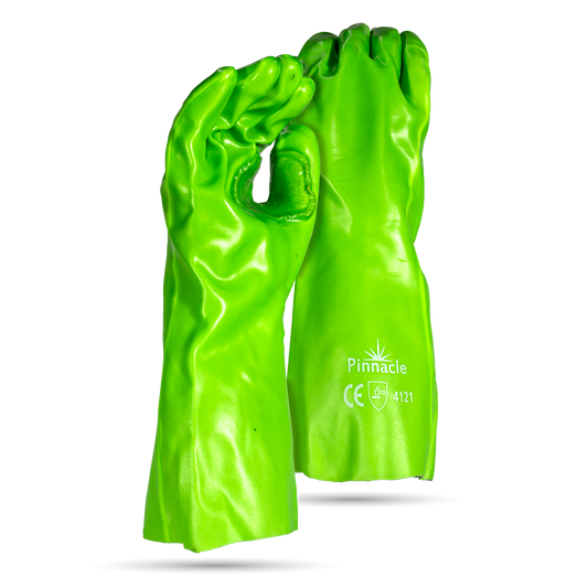 Pinnacle Lime Green PVC Glove Open Cuff 35cm, Reinforced (13-10032391)