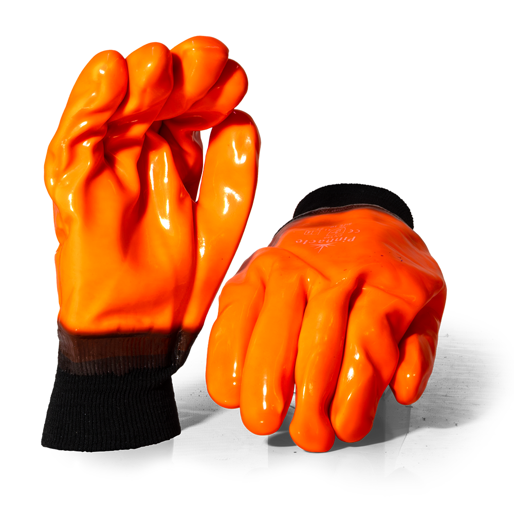 Pinnacle Orange PVC Freezer Glove Knit Wrist, Hiviz (13-10032392)