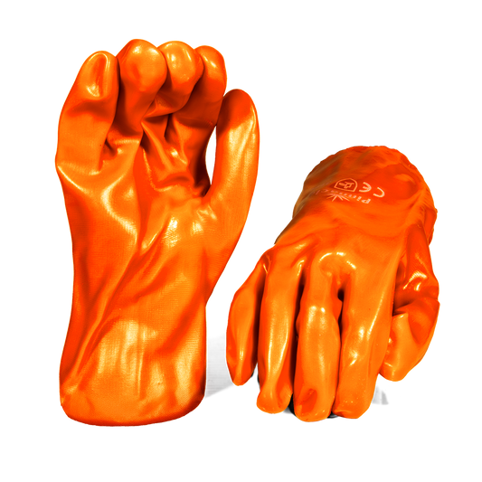 Pinnacle Orange PVC Freezer Glove 30cm Open Cuff, Sandy Palm, Hiviz (13-10032393)