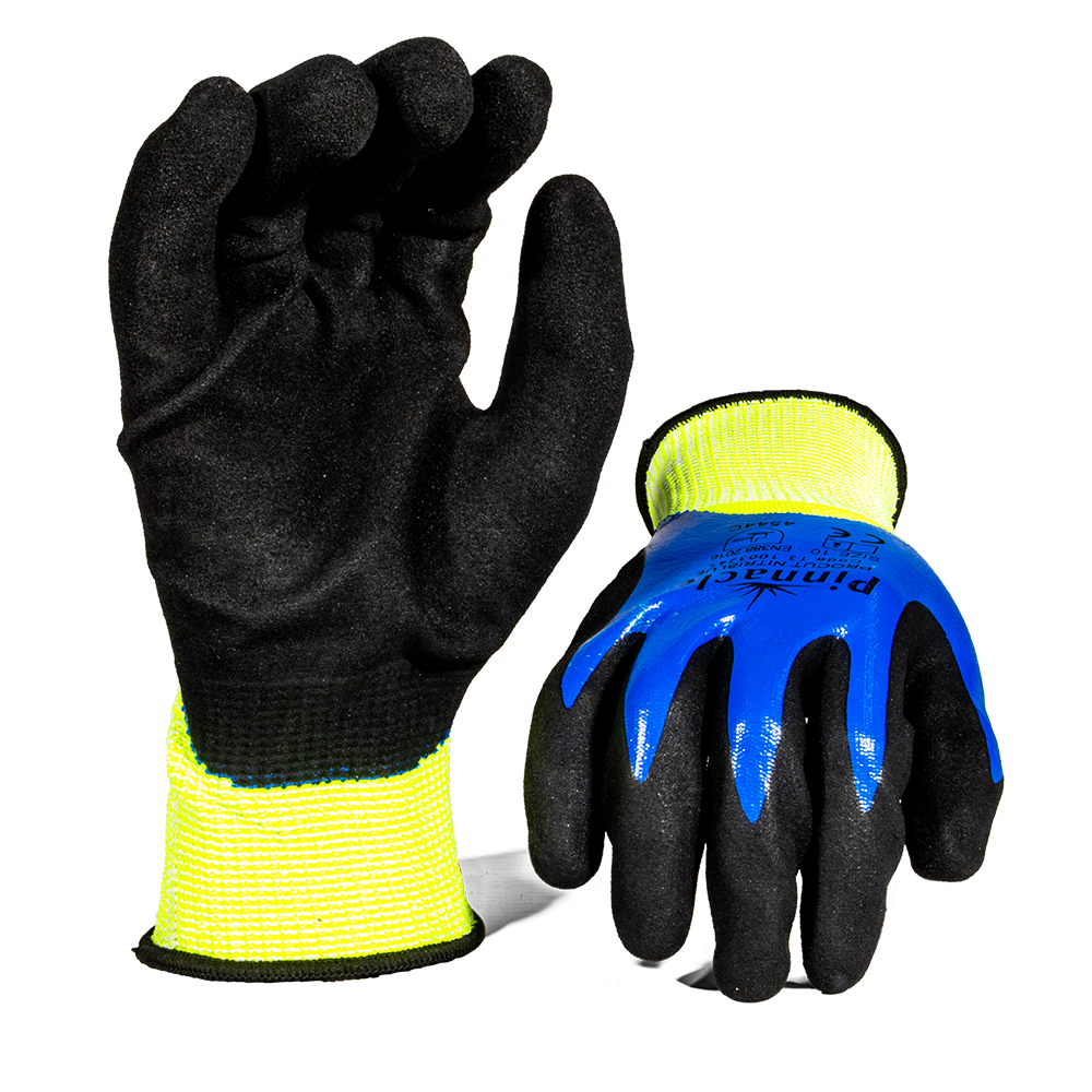 Pinnacle ProCUT NITRIBLUE 13g Hppe,glassfiber & Spandex Liner,nitrile Double Coated,sandy Palm,lv5 (13-1003245)