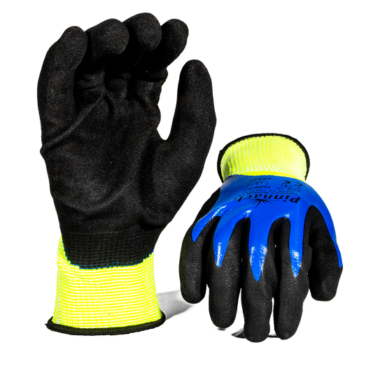 Pinnacle ProCUT NITRIBLUE 13g Hppe,glassfiber & Spandex Liner,nitrile Double Coated,sandy Palm,lv5 (13-1003245)