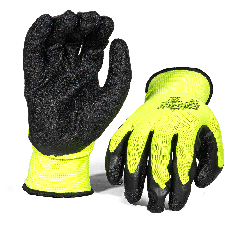 Pinnacle ProFLEX TOUGH 13g Lime Nylon Shell, Black Latex, Crinkle Palm Coat Glove (13-1003271)