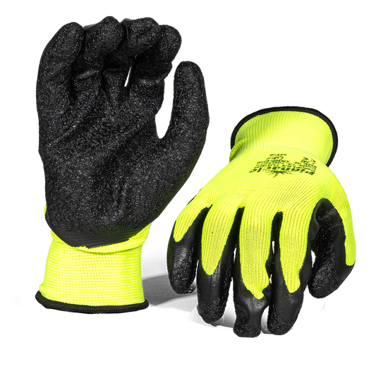 Pinnacle ProFLEX TOUGH 13g Lime Nylon Shell, Black Latex, Crinkle Palm Coat Glove (13-1003271)
