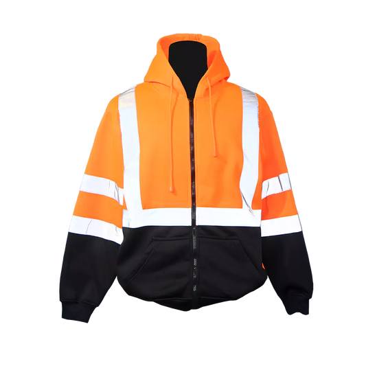 Pinnacle Orange/Black Pro Fleece Jacket with Hood (S – 2XL)