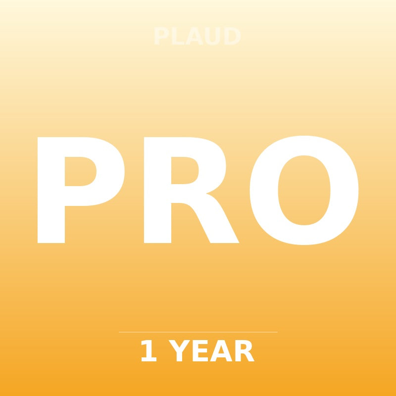 Plaud Pro Plan badge — 1-year AI subscription with 1,200 transcription minutes per month