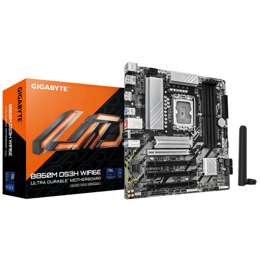 GIGABYTE Intel® B860 Chipset for LGA 1851; 4x DDR5; 2x M2; HDMI/2xDP; mATX.