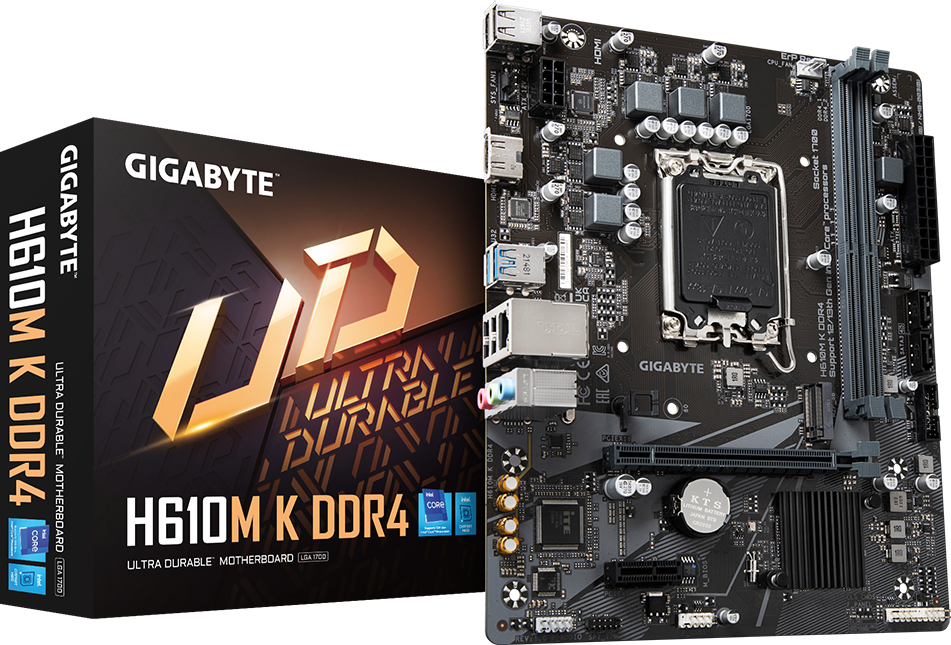 GIGABYTE Intel® H610 Chipset for LGA 1700; 2x DDR4; 1x M2; HDMI; mATX