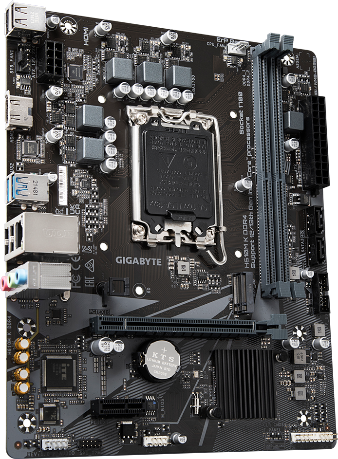 GIGABYTE Intel® H610 Chipset for LGA 1700; 2x DDR4; 1x M2; HDMI; mATX