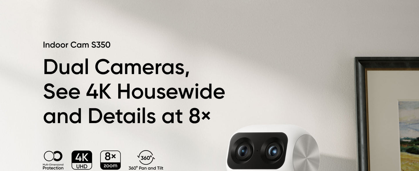 Eufy Indoor Cam S350 4K Dual Lens 360 Degree Surveillance Wired Indoor Camera - Guards On Duty Shop