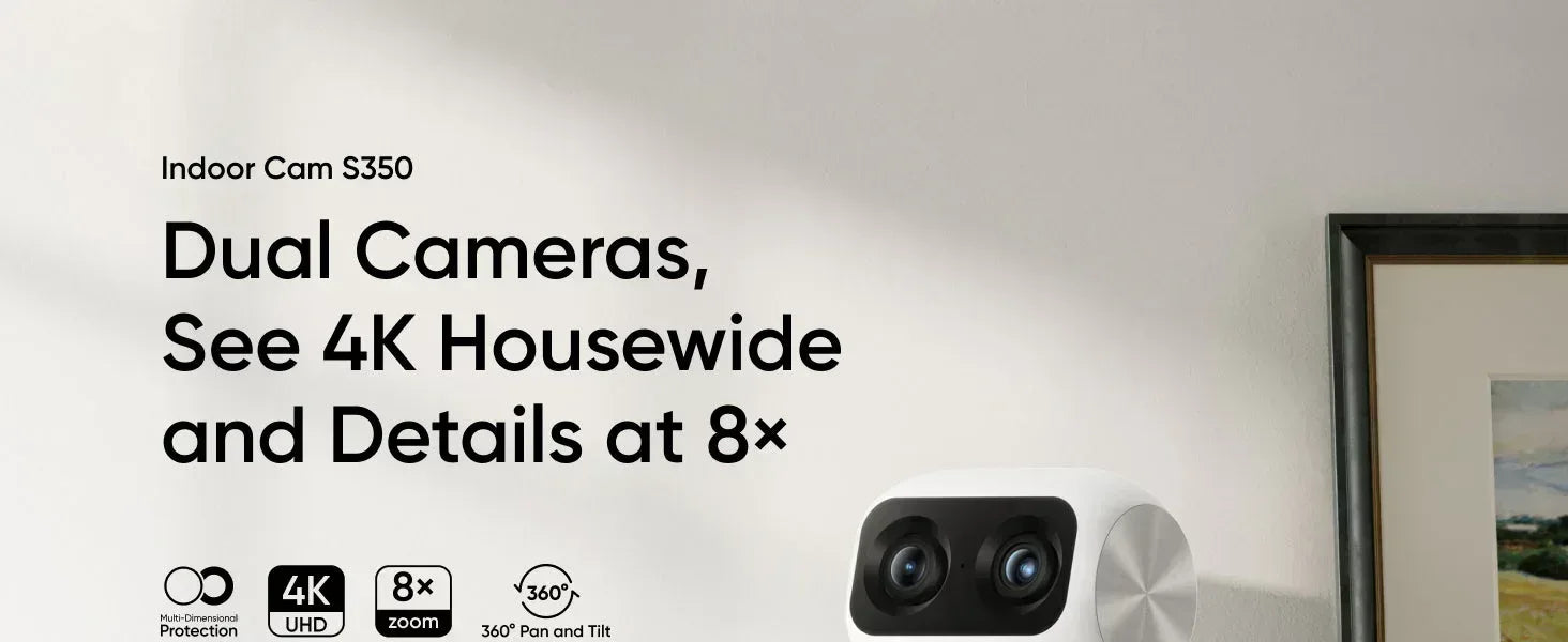 Eufy Indoor Cam S350 4K Dual Lens 360 Degree Surveillance Wired Indoor Camera (Special) Guards On Duty Security